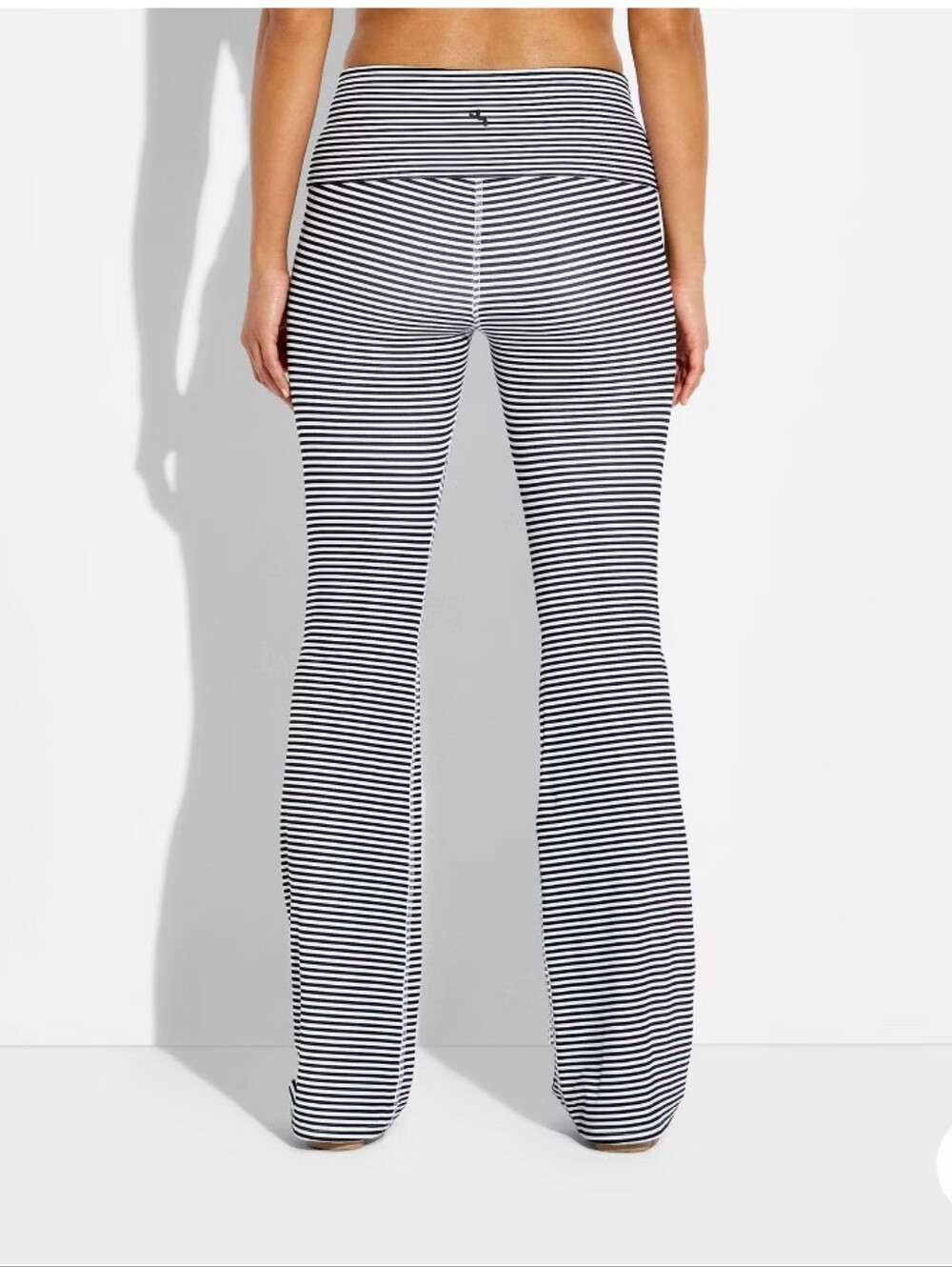 Black & White Striped Foldover Mini Flare Leggings